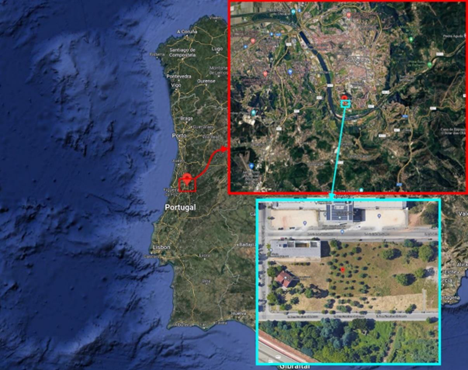 Satellite image of the area (40° 11' 05.8", -8° 24' 54.9")
